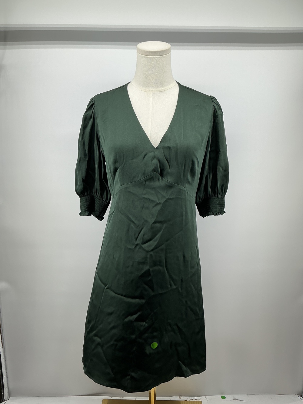 Washable Stretch Silk Puff Sleeve Mini Dress